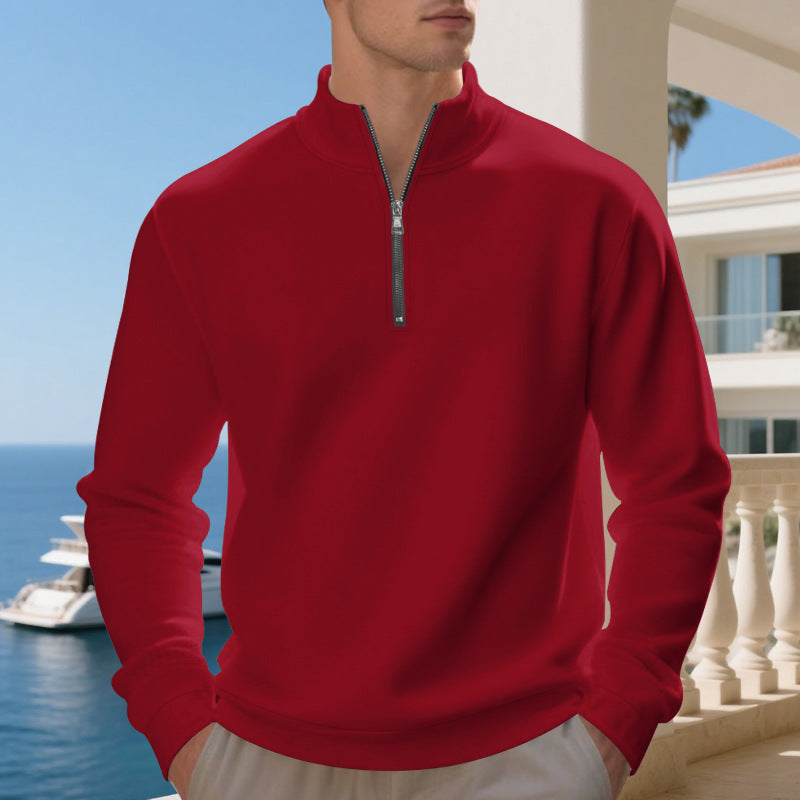 Herren Sweatshirt Sportlich Mit Stehkragen Reißverschluss Modern