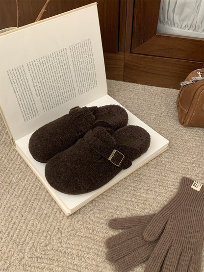Damen Clogs Wollfilz Warm Schnalle Mode