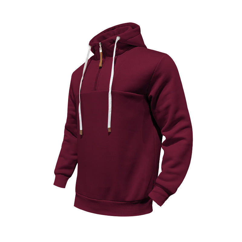 Herren Kapuzenpullover Halbzipper Taschen Funktionell Schwarz
