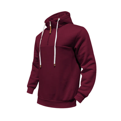 Herren Kapuzenpullover Halbzipper Taschen Funktionell Schwarz