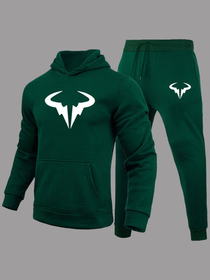 Herren Kapuzenanzug Modern mit Logo Trendig Schwarz