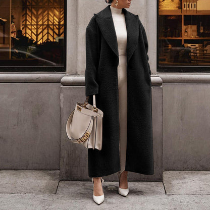 Damen Wollmantel Slim Fit Elegant Lang