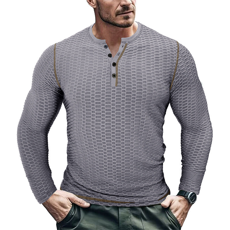 Herren Langarmshirt Strukturiert Kontrastnähte Trendig - BerlinGlamour