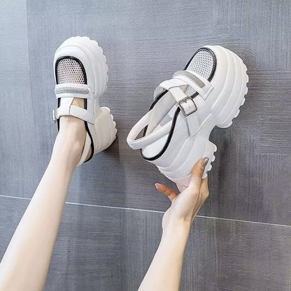 Damen Plattform-Sandalen Hoch mit Verstellbarem Riemen Rutschfest