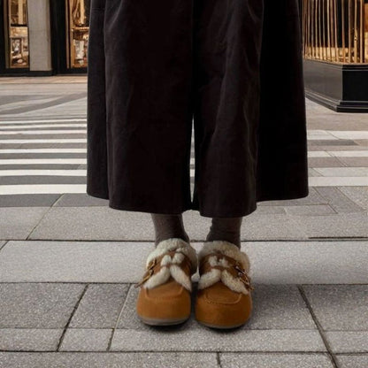Damen Clogs Warm Kuschelig Schnallenverschluss Modisch