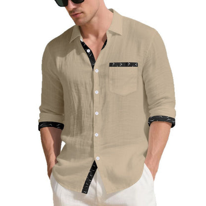 Herren Hemd Langarm Modern mit Kontrastdetails