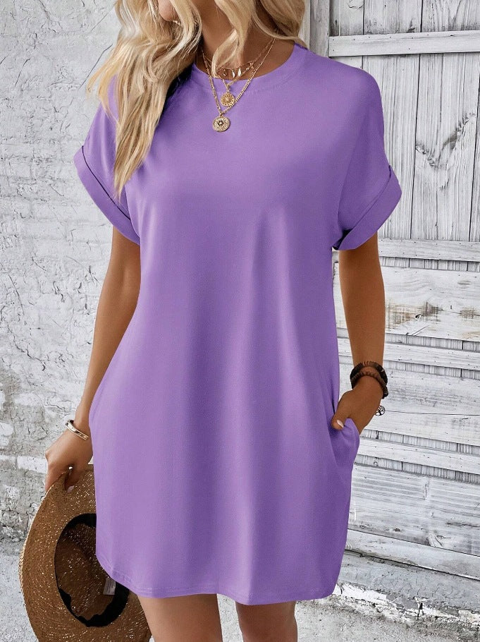 Damen T-Shirt-Kleid mit Taschen Lässig Leger Sommerkleid