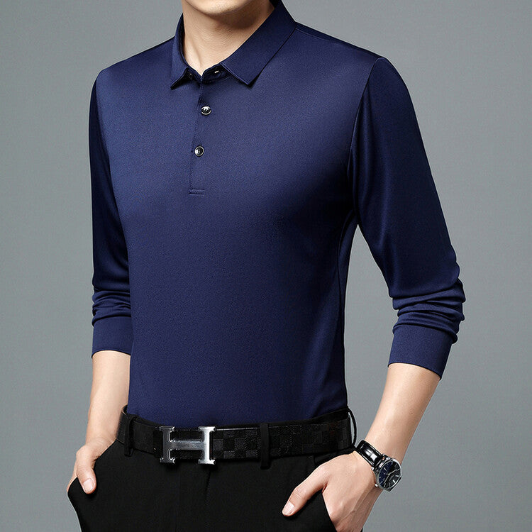 Herren Langarm Poloshirt atmungsaktiv Feuchtigkeitsregulierend - BerlinGlamour