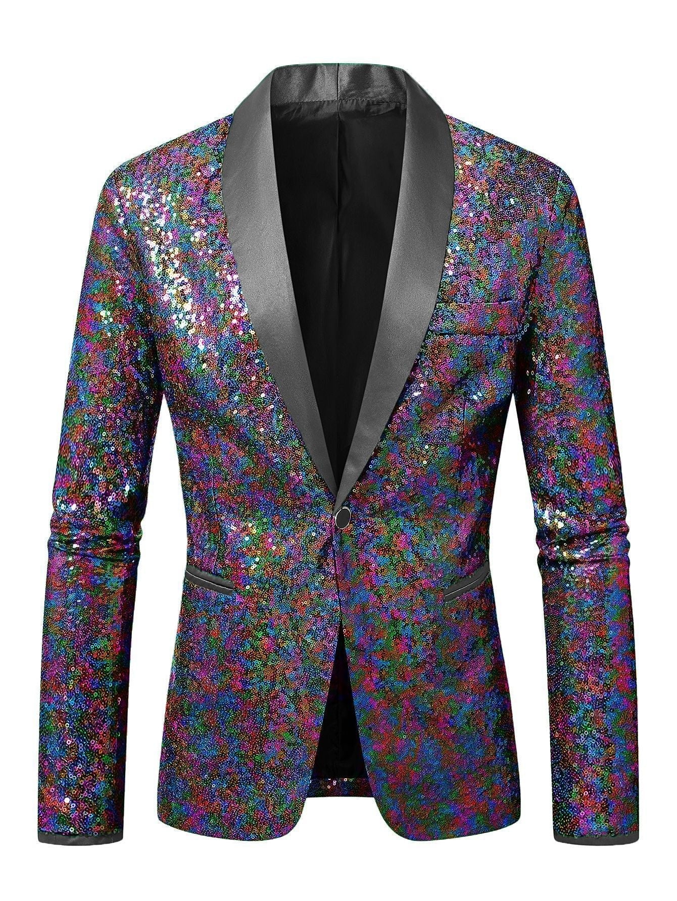 Herren Blazer Pailletten Modern Schnitt Glamour