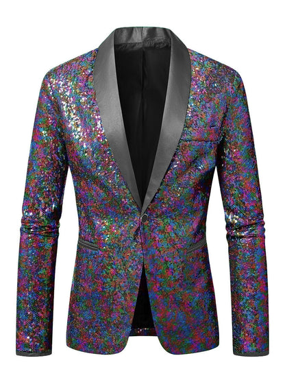 Herren Blazer Pailletten Modern Schnitt Glamour