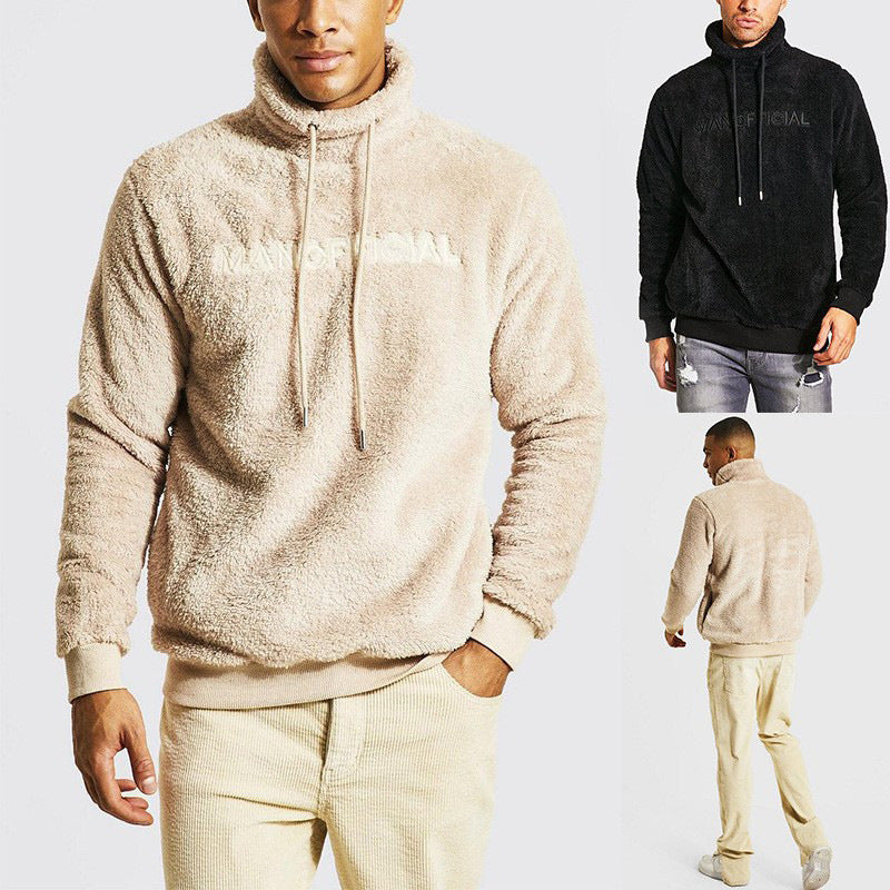 Herren Fleece Pullover Warm mit Kordelzug