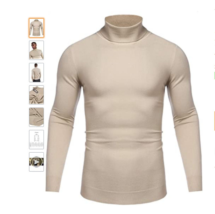 Herren Rollkragenpullover Langarm Hochgeschlossen Modern