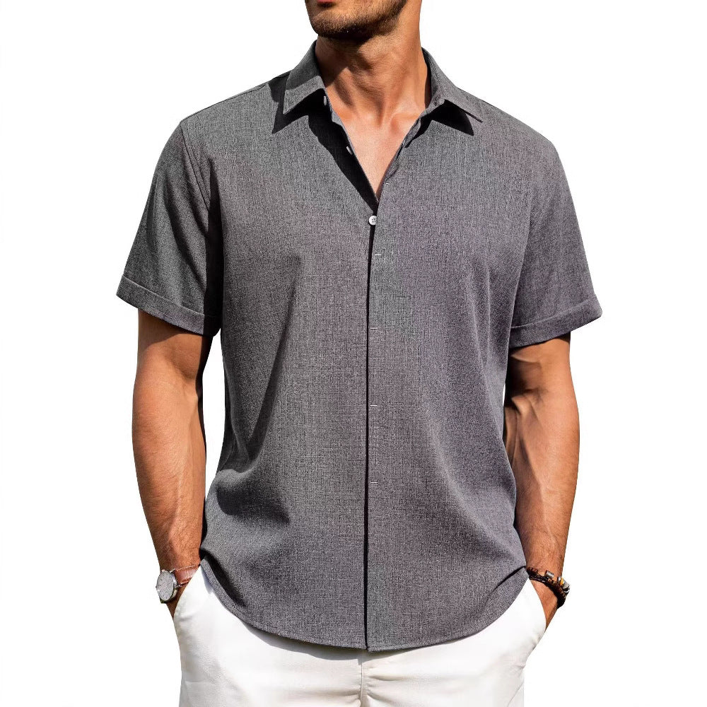 Herren Kurzarmhemd Modern mit Struktur und Slim-Fit Kragen