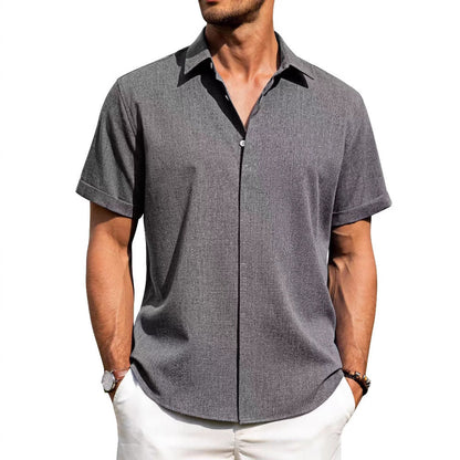 Herren Kurzarmhemd Modern mit Struktur und Slim-Fit Kragen