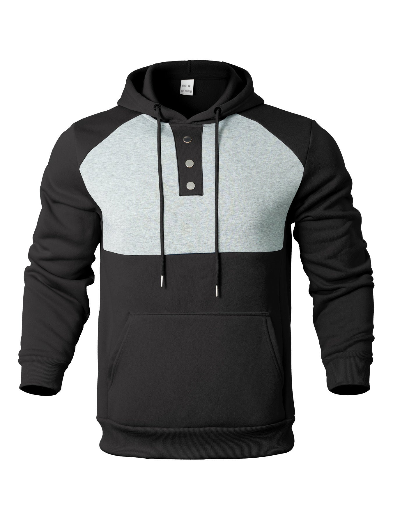 Herren Kapuzenpullover Modern mit Knöpfen Kontrastfarben