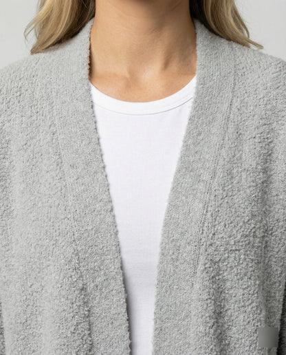 Damen Cardigan Offen mit Ballonärmeln Großzügig Elegant