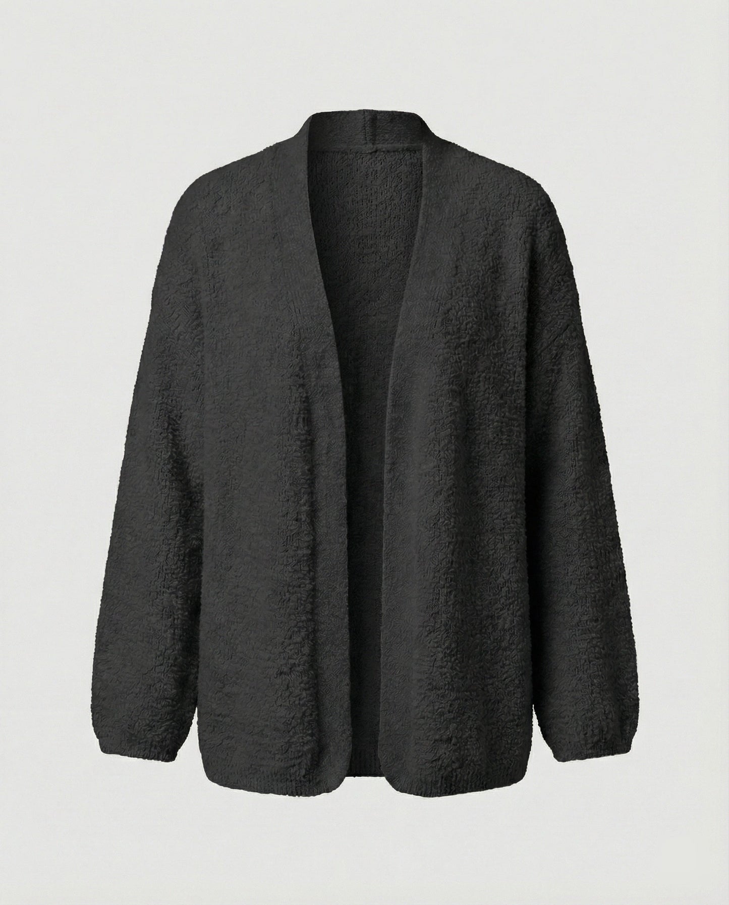 Damen Cardigan Offen mit Ballonärmeln Großzügig Elegant