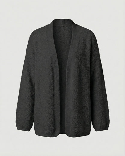 Damen Cardigan Offen mit Ballonärmeln Großzügig Elegant