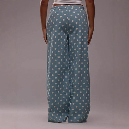 Damen Hose Polka Dot Muster Weite Bein