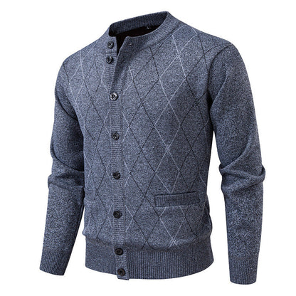 Herren Strickjacke Rautenmuster Modern Geschmeidig