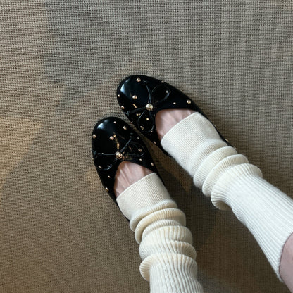 Damen Ballerinas Schleife Dekorativ Glitzernd