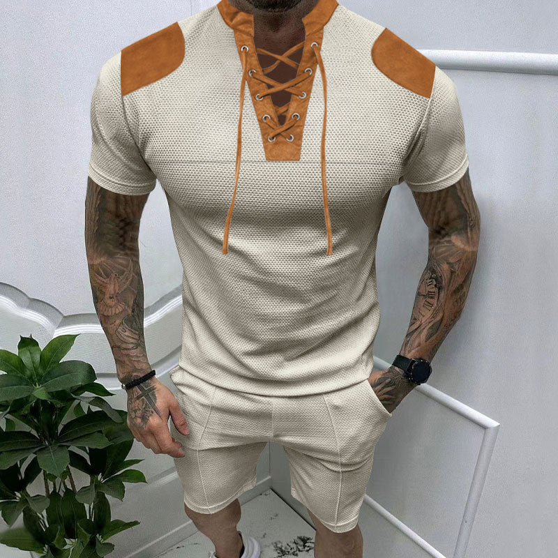Herren Kurzarmshirt Modern Schnürdesign Berlin Style