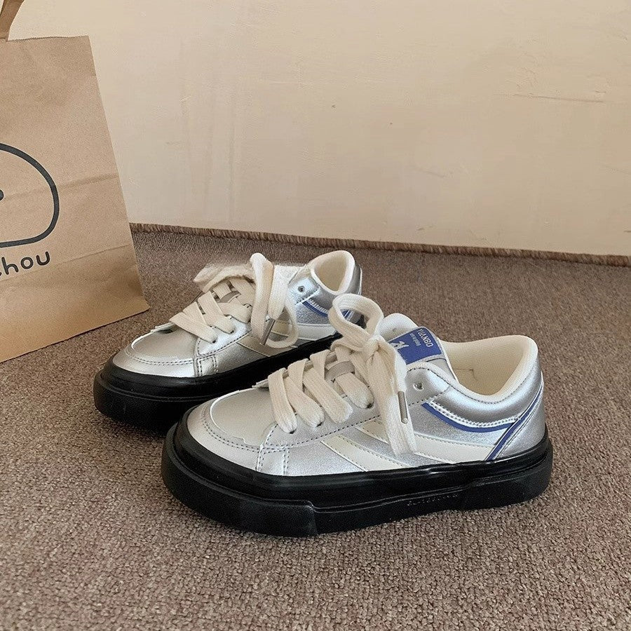 Damen Sneaker Glänzend Komfortabel Laufsohle