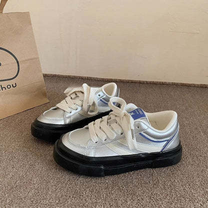 Damen Sneaker Glänzend Komfortabel Laufsohle