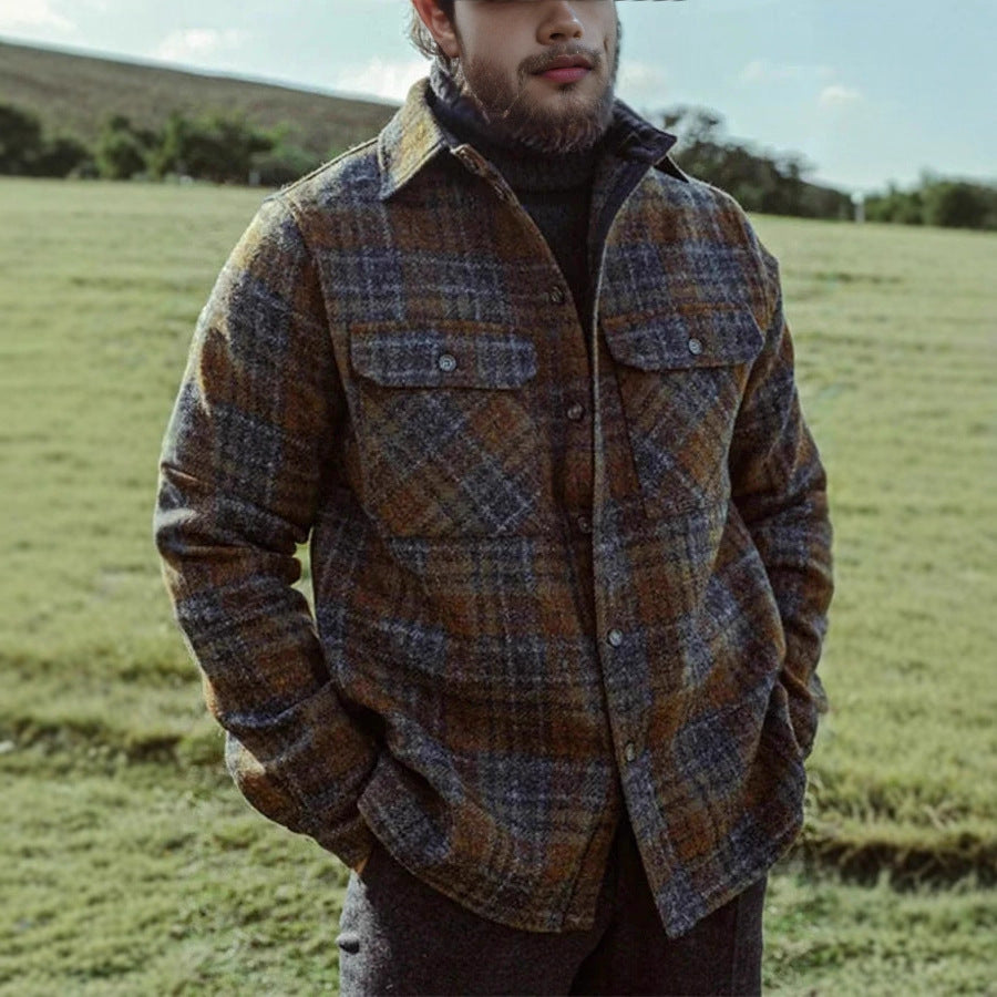 Herren Flanelljacke Gemustert mit Taschen Warm - BerlinGlamour