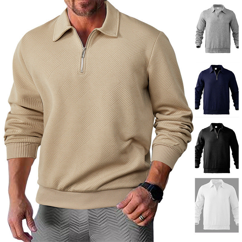 Herren Sweatpullover Strukturiert Halblang Reißverschluss Modern - BerlinGlamour