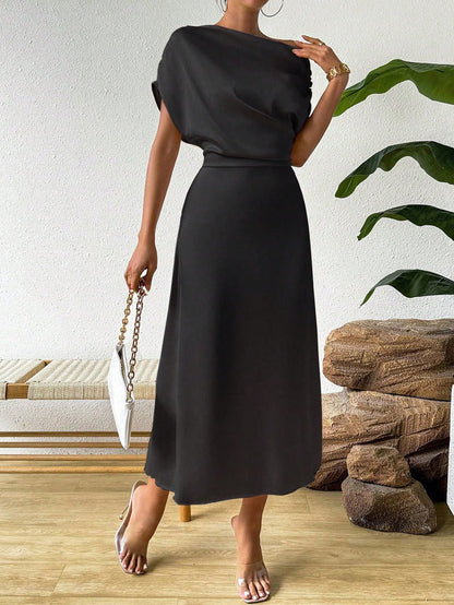 Elegantes Abendkleid Damen Asymmetrisch Fließend