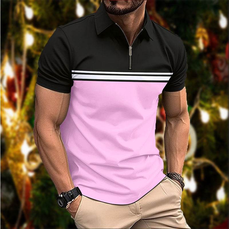 Herren Poloshirt Sportlich Kurzarm Streifen Modern