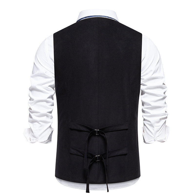 Herren Weste Elegant Mit Knopfleiste und Taschen