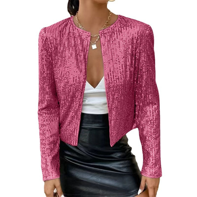 Glitzernde Damen Strickjacke Elegant Frauen
