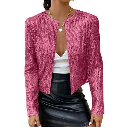 Glitzernde Damen Strickjacke Elegant Frauen