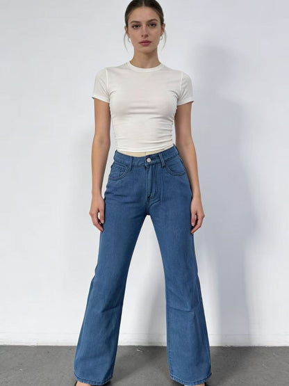 Frauen Jeans Weite Bein Stickerei Blumen