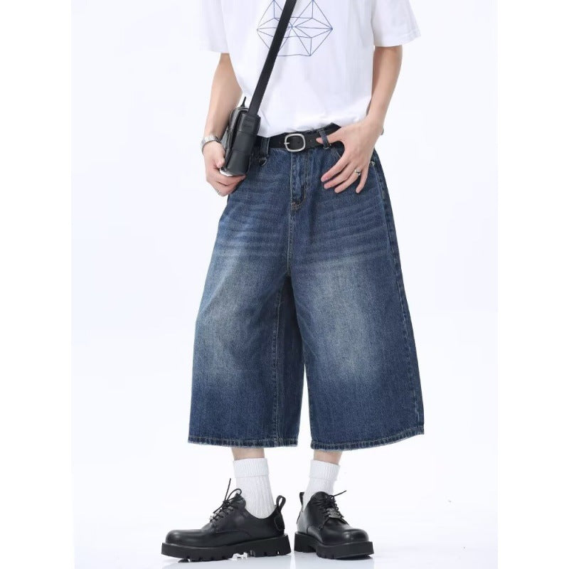 Herren Jeansshorts Lässig Weite Bein Hochwertig