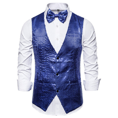 Herren Weste Glitzer Pailletten Elegant mit Fliege