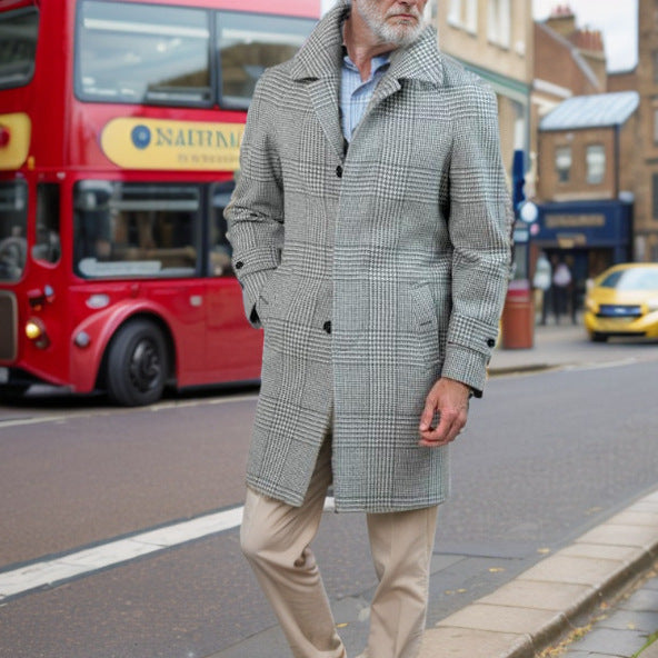 Herren Trenchcoat Modern mit Taschen und Slim Fit