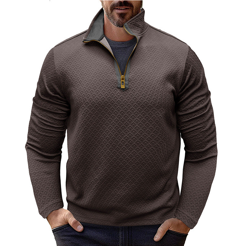 Herren Langarm-Pullover Stehkragen Hochwertig Modern - BerlinGlamour
