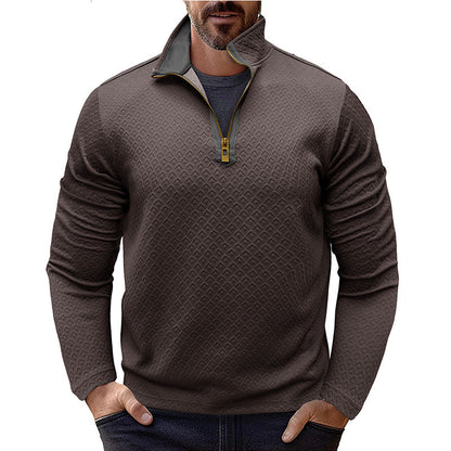 Herren Langarm-Pullover Stehkragen Hochwertig Modern - BerlinGlamour