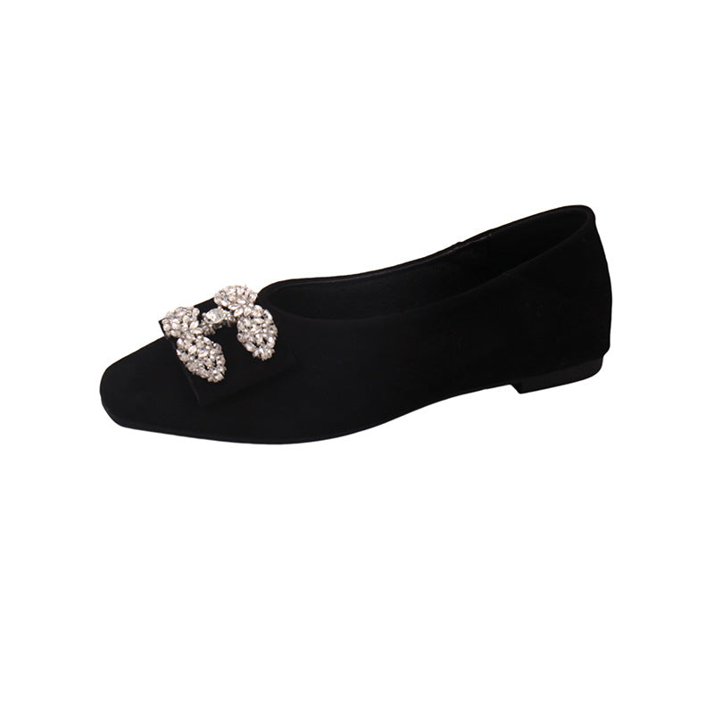 Damen Ballerinas Strass Schuhe Elegant Samt