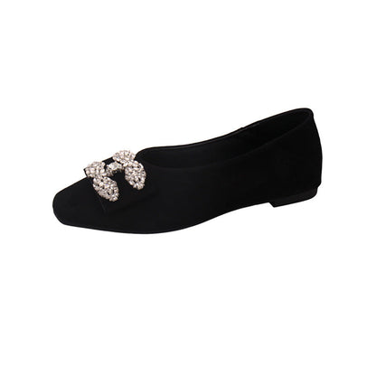 Damen Ballerinas Strass Schuhe Elegant Samt