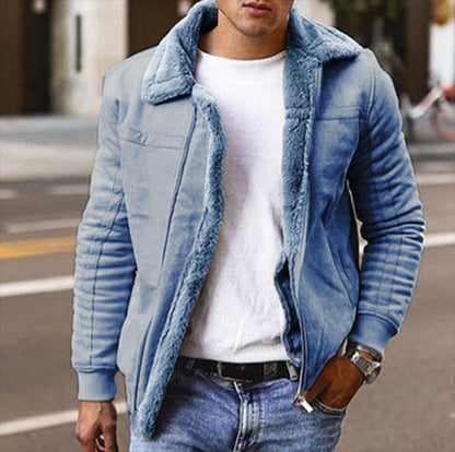 Lammfelljacke Herren Modern Pilotenstyle Elegant Schwarz - BerlinGlamour