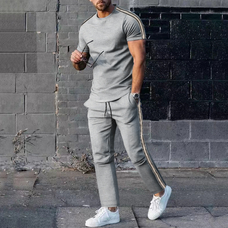 Herren Sportset Freizeit Outfit Mit Streifen Modern