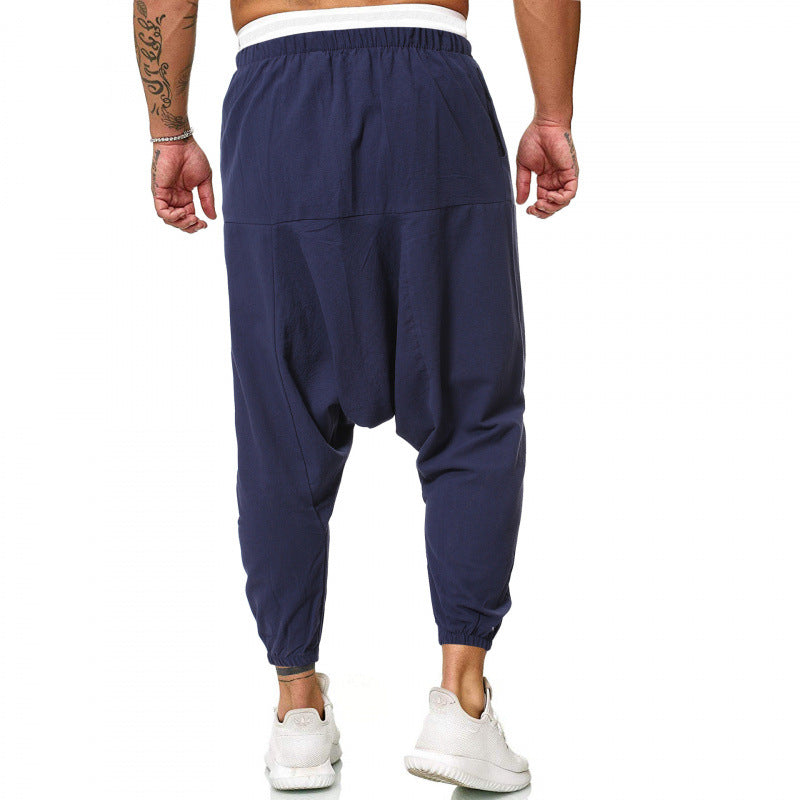 Herren Haremshose Bequem Elastisch Taschen