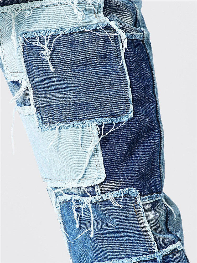 Herren Risse Jeans Patchwork Style Trendy