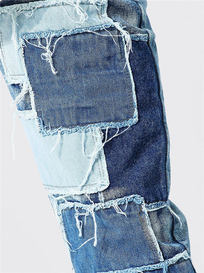 Herren Risse Jeans Patchwork Style Trendy