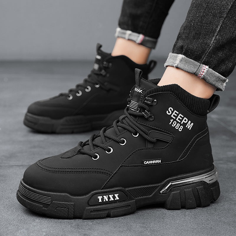 Herren Sneaker High-Top Sportlich atmungsaktiv Schwarz