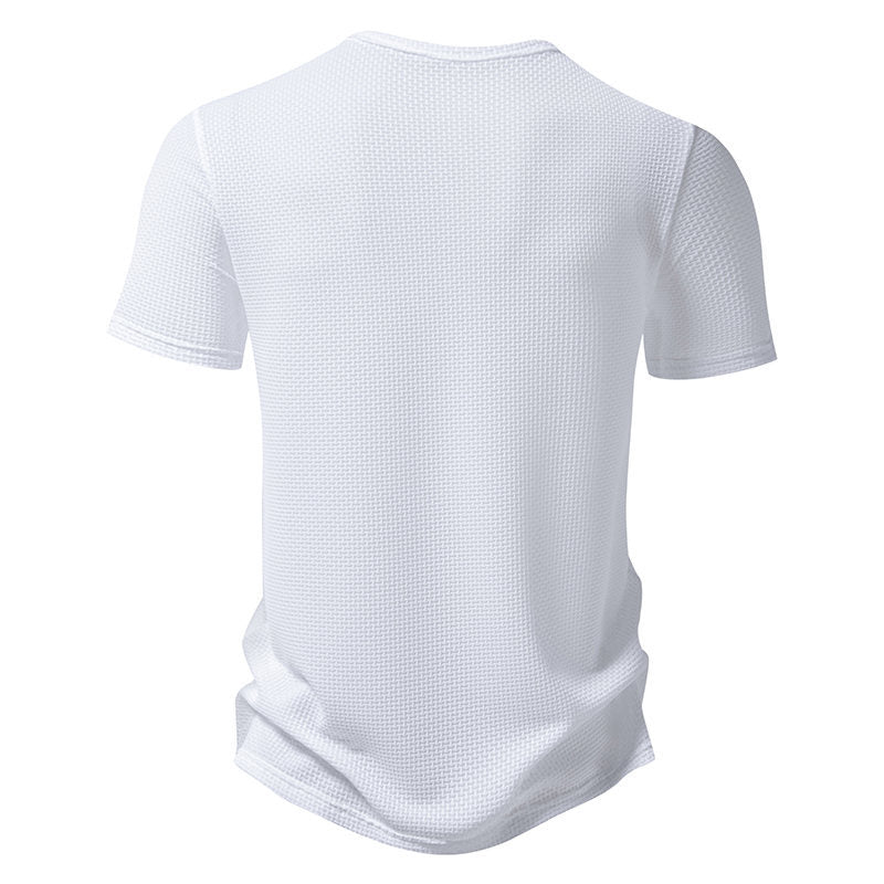 Herren Kurzarm-Shirt Modisch Strukturiert Knöpfe